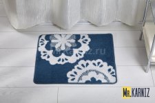Коврик для ванной ЦВЕТЫ голубой